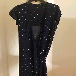 Navy Blue Polka Dot Brenna Wrap Dress from Rails